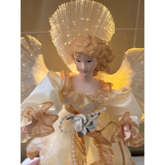 Angel Fiber Optic Tree Top Table Piece Porcelain Color Changing 14” Christmas - Picture 10 of 15